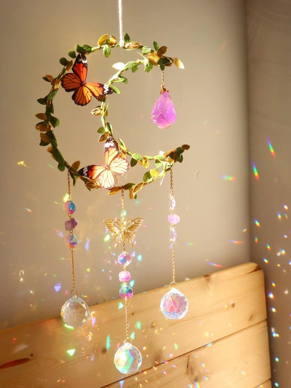 Suncatcher - Amethyst Moon Crystal Sun Catcher Window Hanging